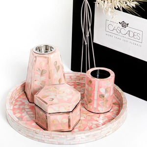 Plateaux ronds en nacre de luxe faits à la main, magnifiques plateaux de table debout, plateau de service haut de gamme - Product Image 4