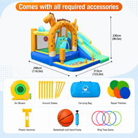 Châteaux gonflables à thème dinosaure avec accessoires complets et zone de jeu de lancer d'anneaux intégrée pour cour communautaire