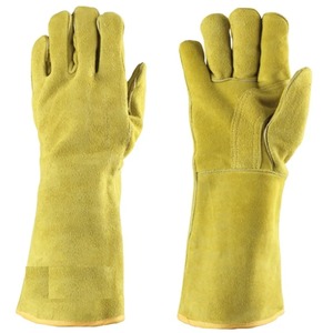 Guantes de trabajo de soldador resistentes al calor extremo con logotipo de la mejor calidad Guantes de seguridad de trabajo de soldadura de cuero transpirable de alta calidad - Product Image 3