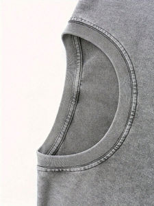 T-shirts légers en coton lavé à l'acide pour hommes respirants à motif solide Design tendance - Product Image 5