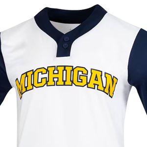 Camiseta de béisbol de la Universidad de Michigan, ropa deportiva universitaria Unisex personalizada con cuello de botón, camiseta lisa transpirable Team Spirit - Product Image 3