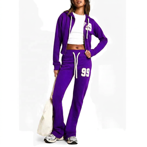 <b>Women's</b> Maroon Two Piece Breathable Plus Size Tracksuit Hooded <b>Zip</b> <b>Sweatshirt</b> High Waist Joggers Number 99 Print Casual Regular - Product Image 3
