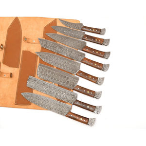 Juego de Cuchillos de Chef Profesionales Burraq, Hechos a Mano, de Acero al Carbono y Acero de Damasco, 8 Piezas, con Mangos de Madera, Diseño Moderno y Ecológico - Product Image 5