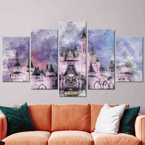 Lienzo Impreso Moderno: Decoración de Cristal con el Castillo de Cenicienta - Arte Mural Elegante, Juego de 5 Lienzos Variados - Product Image 1