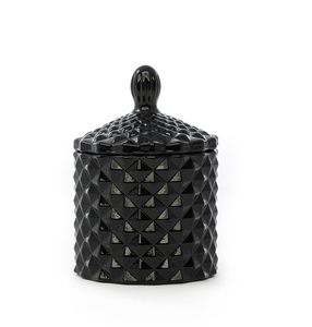 Pot à bougie en verre cylindrique noir TQC, finition artisanale, écologique, avec couvercle, pour la maison, les mariages, la décoration de Noël - Vente chaude - Product Image 1