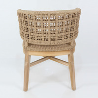 Chaise de salle à manger en rotin tressé à la main, portable et moderne, avec pieds en teck massif, pour intérieur/extérieur, école, parc, villa