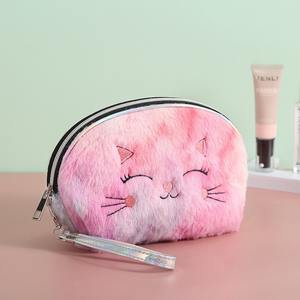 Nouvelle trousse de toilette en peluche en forme de coquille, grande capacité, multi-compartiments, pour le rangement des rouges à lèvres et des produits de soin de la peau, pochette pour femmes - Product Image 2