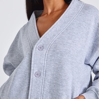 Sweat-shirt décontracté surdimensionné pour femme, col boutonné, en molleton doux, coupe décontractée, personnalisation du logo avant, haute qualité