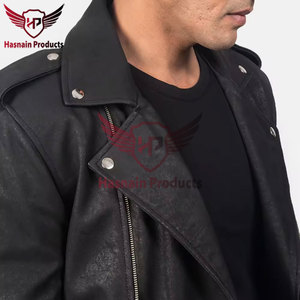 Veste en cuir véritable noir pour homme, style motard, avec fermeture éclair asymétrique, ceinture à la taille, épaulettes, en peau de mouton, personnalisée, vintage, pour l'hiver - Product Image 6