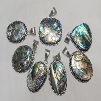Pendentifs en coquille d'ormeau et pierre arc-en-ciel, pierres précieuses naturelles, argent électroplaqué, motifs sculptés, artisanat en pierres semi-précieuses, vente en gros