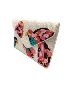 Pochette de soirée élégante au design oiseau avec accessoire de perles multicolores pour occasions spéciales - Product Image 2