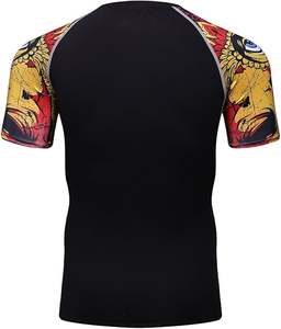 Rashguard d'entraînement de combat de bonne qualité, impression par transfert thermique, hommes, spandex/nylon, séchage rapide, manches courtes, personnalisé, prix raisonnable - Product Image 4