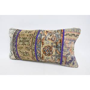 Bohème Vintage 12x24 pouces Beige laine oreiller tissé Kantha Patchwork brodé coussin uni décoratif sol utilisation - Product Image 4