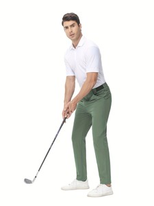 Pantalones de golf verdes para hombre con bolsillos laterales, pantalones casuales de secado rápido, ropa de verano - Product Image 1