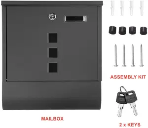 صندوق بريد معلق على الحائط حديث من الشركة المصنعة للبيع بالجملة معدن أسود من الفولاذ المقاوم للصدأ للمنزل الخارجي مع مفتاح