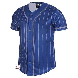 Camiseta de béisbol del equipo a rayas OEM, Camiseta deportiva de poliéster con rayas y botones de béisbol liso con logotipo personalizado - Product Image 3