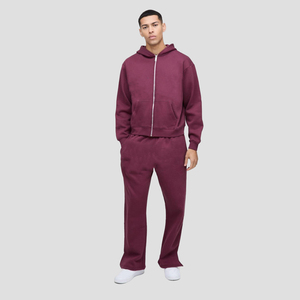 Survêtement tendance de haute qualité, 100% coton, logo personnalisé, survêtement surdimensionné, pantalon évasé et sweat-shirt pour homme - Product Image 1