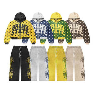 Nuevo último conjunto de chándal de hombre con logotipo personalizado impreso, precio de venta completo, ropa de calle, chándal desgastado lavado ácido - Product Image 5