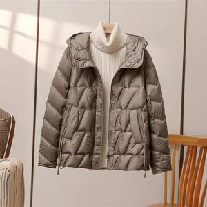 Veste de canard blanche légère pour femme manteau bouffant à capuche court épais chaud coupe-vent Parka vêtements d'extérieur respirant en Nylon imprimé d'hiver - Product Image 2