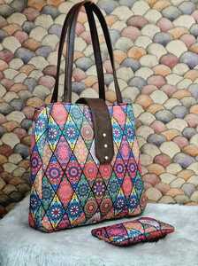 Nueva bolsa de mano con estampado de bloque de mano, 3 particiones, con Mini bolsa, cremallera segura para llevar sin esfuerzo, perfecta para las necesidades diarias, oficiales - Product Image 2