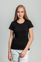 Camiseta Informal de Verano para Mujer IMRON, Negra, 100% Algodón, Manga Corta, Cuello Redondo, Corte Ajustado, Color Sólido, Transpirable, Tejido de Punto Jersey, 160g
