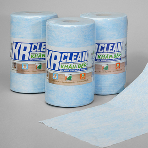 Krclean แผ่นกระดาษ200สีฟ้า20x20ซม. 1ชั้นผ้าเช็ดทำความสะอาดครัวแบบม้วนกระดาษดูดซับสำหรับทำความสะอาดพื้นผิวห้องครัว - Product Image 6