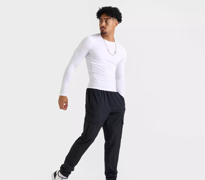 Pantalones Deportivos Casuales de Lona de Alta Calidad para Hombre, Cómodos, Suaves, para Entrenamiento, Fitness, Cintura Elástica Recta - Product Image 1