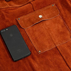 Tablier de soudage en cuir de vachette fendu en vente entière avec manchon Tablier de travail de veste de soudage grand et grand résistant aux flammes - Product Image 5