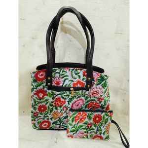 Bolso de Mano de Algodón Estampado para Mujer, Estilo Jaipuri, con Cierre de Cremallera, Resistente al Agua, para Uso Diario en Todas las Estaciones - Product Image 1
