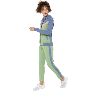 2023 última ropa deportiva con logotipo personalizado para mujer, chándal de 2 piezas con cremallera completa, chándal, traje para correr, cuello con capucha de moda de invierno - Product Image 4