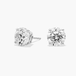 14K Solid Gold F-G VS2-SI1 Round Lab Grown Diamond Four Prong <b>Stud</b> <b>Earrings</b> 4 Ct Total Rhodium Finish Four Prong <b>Fine</b> Jewelry - Product Image 1