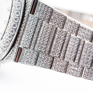 นาฬิกาข้อมือฮิปฮอปประดับเพชรโมอิสซิสซาไนท์สแตนเลสสตีลเคลือบอนาล็อกหรูหราออกแบบโลโก้ได้ตามต้องการ - Product Image 4