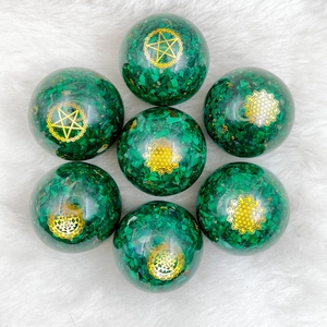 Lujo 7-Chakra malaquita piedra preciosa orgón esfera hecha a mano cristales naturales bola para decoración de pared del hogar Feng Shui curación - Product Image 5