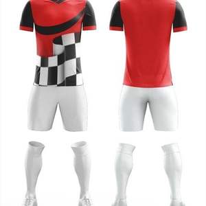 Top Vente Produit Slim Fit Football Jersey Chemises Rouge En Gros Sublimation Ensemble Complet Football Uniforme Noir Prix Bas - Product Image 6