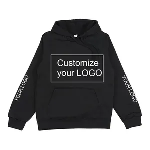 Sweat à capuche unisexe surdimensionné imperméable en molleton 100 % coton avec logo personnalisé pour homme, broderie 3D, imprimé Fashionpuff, teint uni - Product Image 1