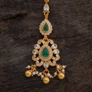 Tikka en argent avec serti en or poli en forme de goutte d'eau et diamants taille poire, bijou de mariage culturel et de collection 169939 - Product Image 6