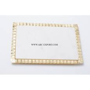 Vajilla de Mesa para el hogar de Material de mármol y latón de forma Rectangular, bandeja para servir alimentos con 2 asas, bandeja de cocina superventas - Product Image 5