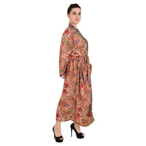 Nuevo Kimono Boho para Mujer, de Seda, Rosa y Azul, con Estampado Paisley Floral, de Lujo, para Aniversario, Regalo de Cumpleaños, Bata de Playa Suave de Regal House - Product Image 2