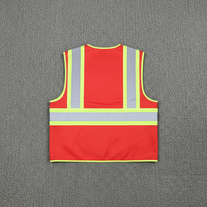 Nouvelle veste de sécurité haute visibilité rouge, conforme à la norme ANSI Classe 2, imperméable, multi-poches, réfléchissante, personnalisable, avec éclairage LED - Product Image 5