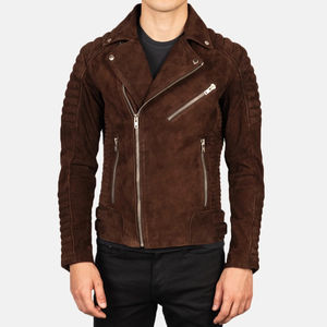 Chaqueta de Cuero Personalizada de Alta Calidad para Hombre, Chaqueta de Gamuza Desgastada Premium con Bolsillo Tipo Cargo y Logotipo Frontal de Lona - Product Image 3