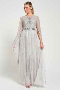 ชุดราตรี ชุดหรูหรา ชุดยาวกรอมพื้น ประดับเลื่อม งานฝีมือ 100% ปักมือ ชุดสีขาว ประดับเลื่อมสีเงินโดว์ - Product Image 2