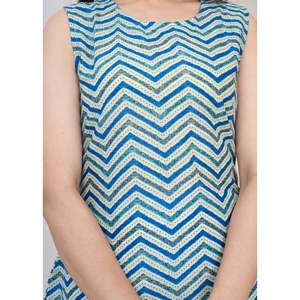 Của phụ nữ Màu xanh bông thẳng Kurti với Chevron <span class=keywords><strong>Zig</strong></span> <span class=keywords><strong>Zag</strong></span> thiết kế thanh lịch hàng ngày cửa hàng ăn mặc cho các kích thước lên đến 6XL sàn Chiều dài - Product Image 6