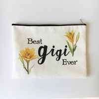 Grande capacité, écologique, luxe, nylon, fermeture éclair, organiseur de maquillage de voyage, pochette en toile de coton personnalisée à motifs floraux, étui portable, beige