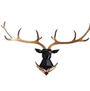 Blue textured deer head with large <b>gold</b> antlers. Unique wall <b>decor</b>, available at wholesale prices. - Product Image 4