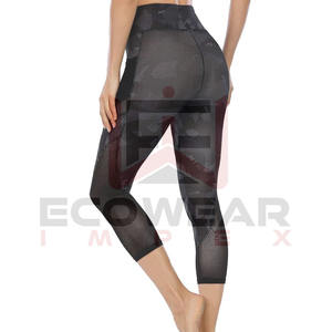 Pantalones de Yoga de cintura alta para mujer al por mayor con bolsillos laterales, mallas de entrenamiento con inserción de malla elástica, medias de yoga con control de barriga - Product Image 4