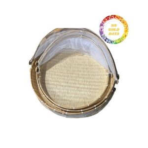 Cesta de Bambú para Limpieza con Tapa de Malla, Bandeja de Servicio de Bambú Resistente Tejida a Mano, Diseñada para Actividades Agrícolas - Product Image 3