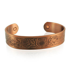 Custom Logo Pure <b>Copper</b> Solid <b>Copper</b> <b>Bracelet</b> for <b>Men</b> and Women Fashion Bangles with Magnets - Product Image 1