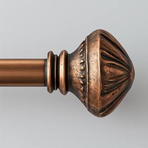 Poste de una sola cortina de metal Heritage con textura de madera, duradera y elegancia rústica - Product Image 2