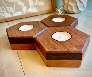 Bougeoir en bois moderne en bois naturel luxe artisanal bougeoir décor élégant support de lampe de table éclairage d'accent rustique - Product Image 2