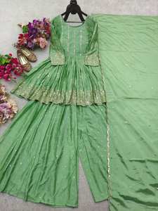 Lanzamiento del Nuevo Diseño de Ropa Listo para Usar Cinon Silk Kediya & Sarara & Dupatta - Product Image 4